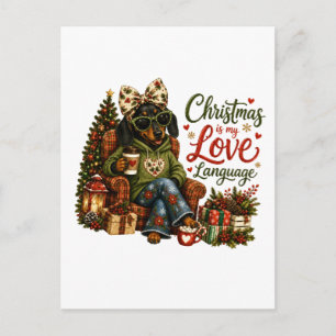 Cartão Postal O Natal do Dachshund é Minha Linguagem do Amor