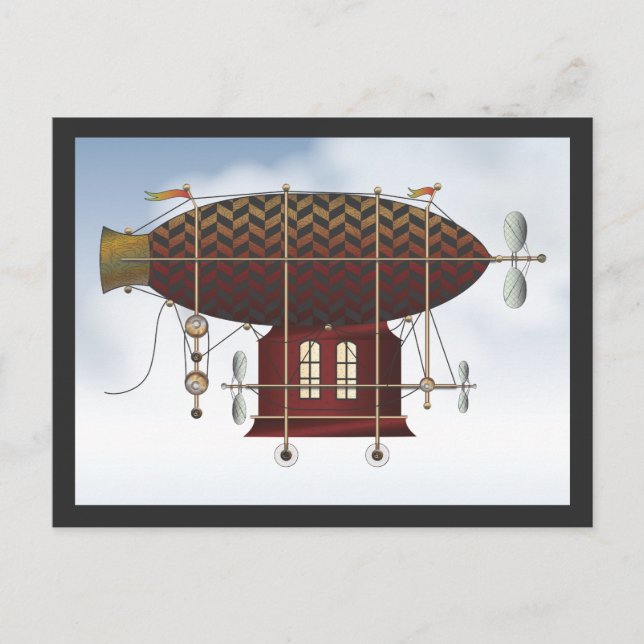 Cartão Postal O Navio Petite Rouge Steampunk Flying Machine (Frente)