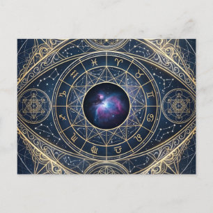 Cartão Postal O Olho Celestial — Zodíaco do Cosmos Geometria Sag