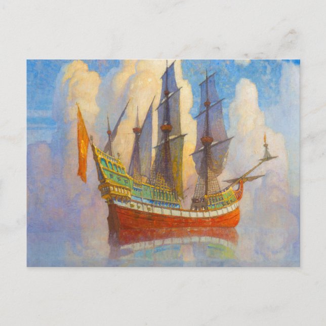 Cartão Postal O Ouro Galleon, 1922, por Newell Convers Wyeth (Frente)