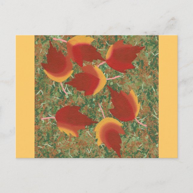 Cartão Postal O outono deixa o Abstrato de cartografia vermelha  (Frente)