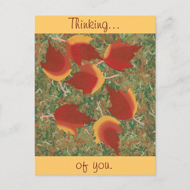 Cartão Postal O outono deixa o Abstrato de cartografia vermelha  (Frente)