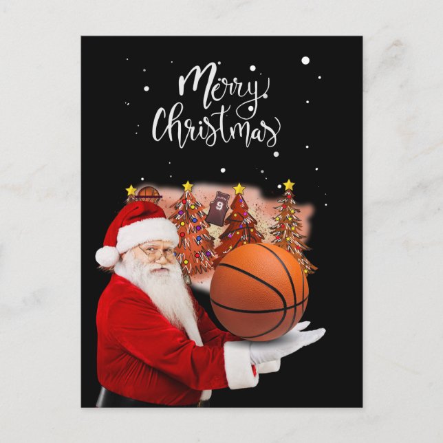 Cartão Postal O Papai Noel de Basquete está jogando no Natal (Frente)