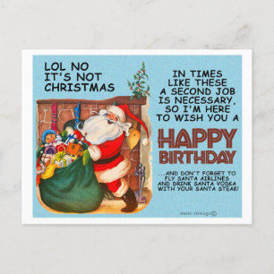 CARTÃO POSTAL O PAPAI NOEL DESEJA UM FELIZ ANIVERSÁRIO!