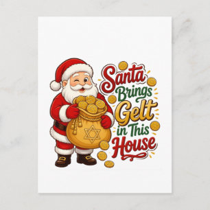 Cartão Postal O Papai Noel traz Gelt nesta Casa Christmukkah Jud