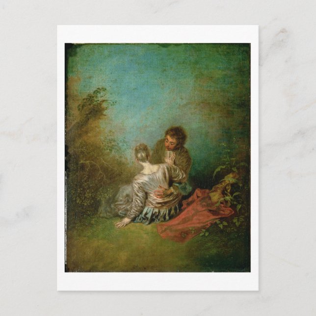 Cartão Postal O pas de falso, c.1717 (óleo em canvas) (Frente)