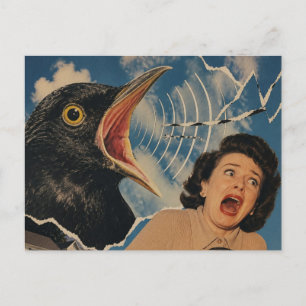 Cartão Postal O Pássaro Preto Gritante e a Senhora Retro