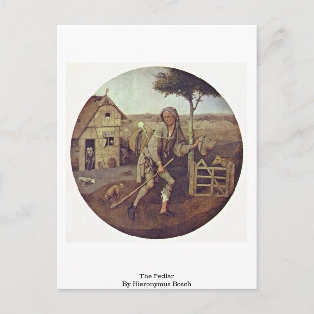Cartão Postal O Pedlar. Por Hieronymus Bosch (Frente)