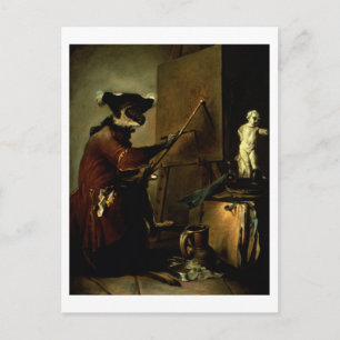 Cartão Postal O Pintor Macaco, 1740 (óleo na canvas)