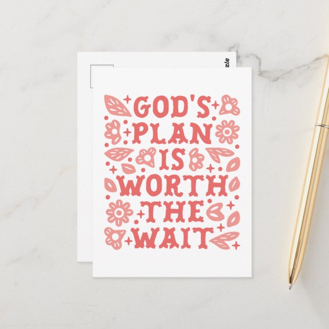 Cartão Postal O plano de Deus vale a pena esperar a garota crist (Frente/Verso In Situ)