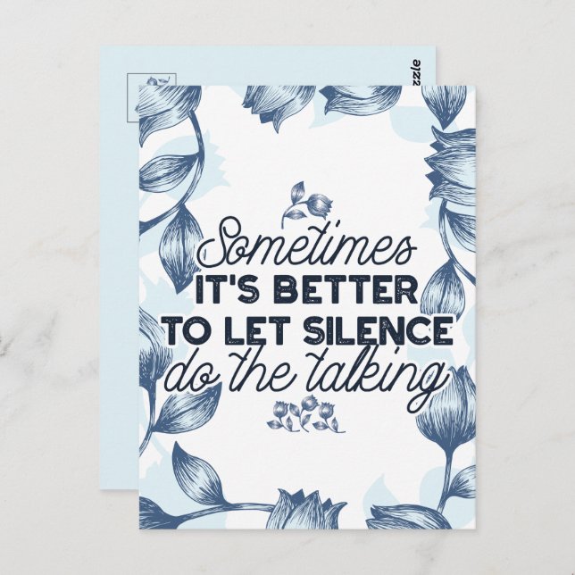 Cartão Postal O poder do silêncio - citação inspiracional (Frente/Verso)