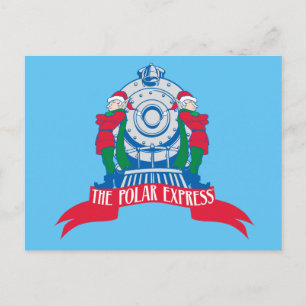 Cartão Postal O Polar Express Elfos ao lado do Trem