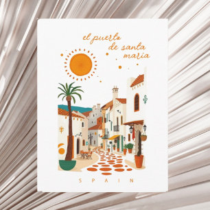 Cartão Postal O porto de santa María Espanha cidade branca féria