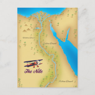 Cartão Postal O pôster de mapa antigo estilo vintage do Nilo