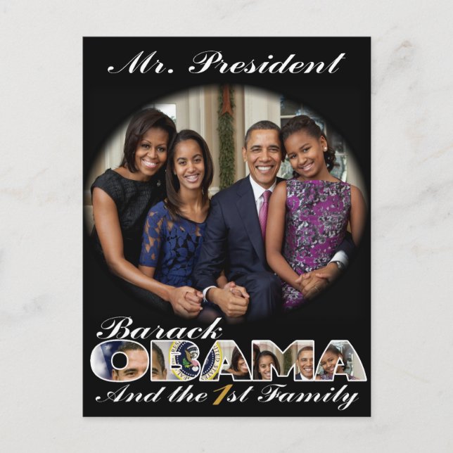 Cartão Postal O PRESIDENTE OBAMA e A PRIMEIRA FAMÍLIA (Frente)
