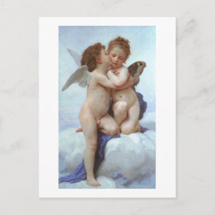 Cartão Postal O primeiro beijo, amor e psyche, Bouguereau