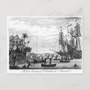 Cartão Postal O primeiro desembarque de Colombo na América