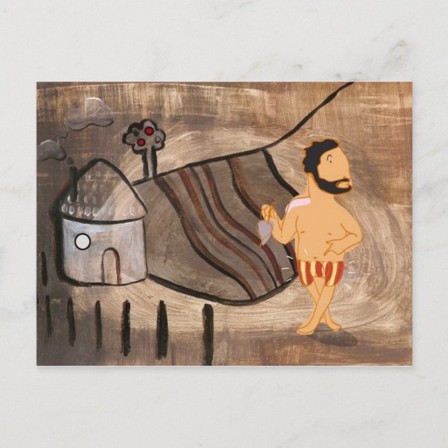 Cartão Postal O primeiro par de calças de Adam (Frente)