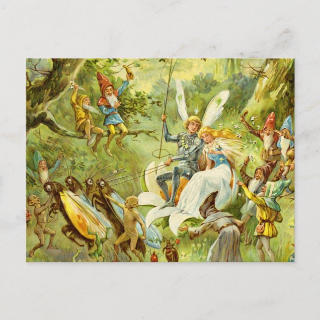 Cartão Postal O Príncipe Fada e a Thumbelina (Frente)