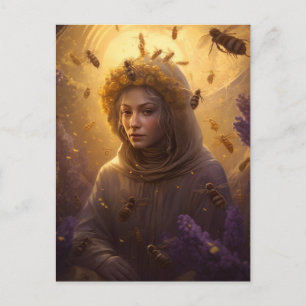 Cartão Postal O protetor da loira da abelha de mel