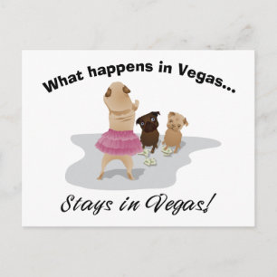 Cartão Postal O que acontece em Vegas Pug Bachelor Party Ts, pre