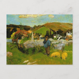 Cartão Postal O rebanho, Brittany, por Paul Gauguin