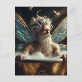 Cartão Postal O Rei Fada Idoso Toma um Banho em Tubo de Ouro