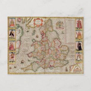 Cartão Postal O Reino da Inglaterra, gravado por Jodocus