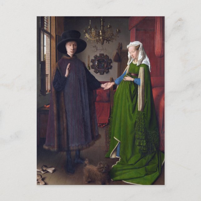 Cartão Postal O retrato Arnolfini de Jan van Eyck (Frente)
