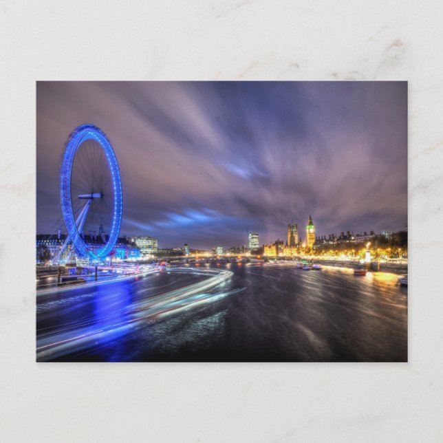 Cartão Postal O rio Tamisa à noite (Frente)
