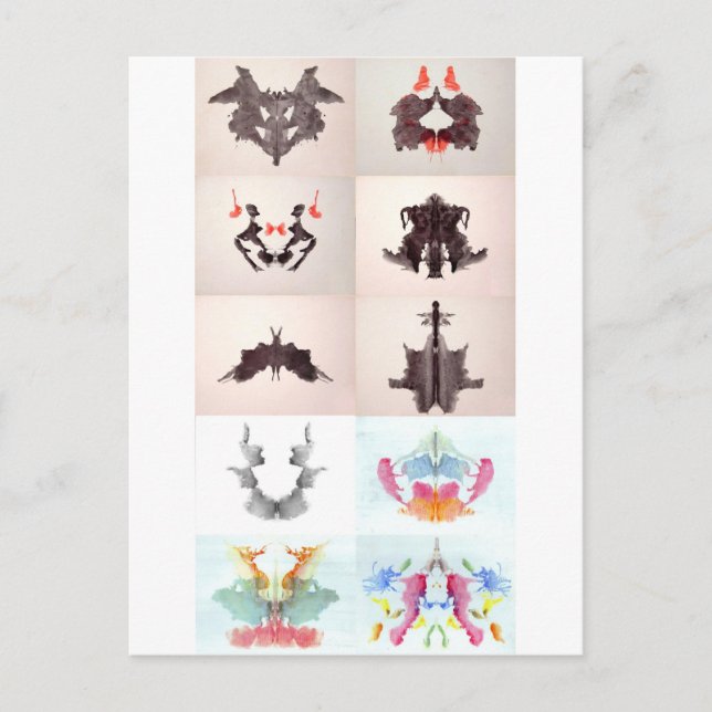Cartão Postal O Rorschach Test Ink Blots 10 Placas 1-10 (Frente)