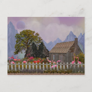 Cartão Postal o santuário plástico do flamengo do rosa do