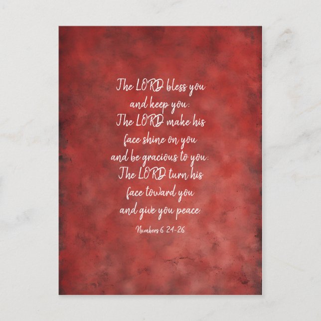 Cartão Postal O Senhor Abençoa-Te e Mantém-Te Bíblia Estudo (Frente)