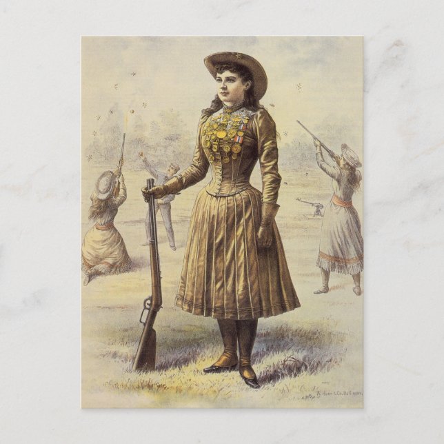 Cartão Postal O Show do Oeste Selvagem de Buffalo Bill com Annie (Frente)