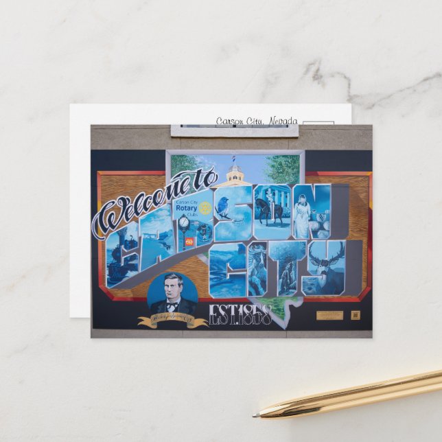 Cartão Postal O Sinal de Boas-vindas para Carson City, Nevada (Frente/Verso In Situ)