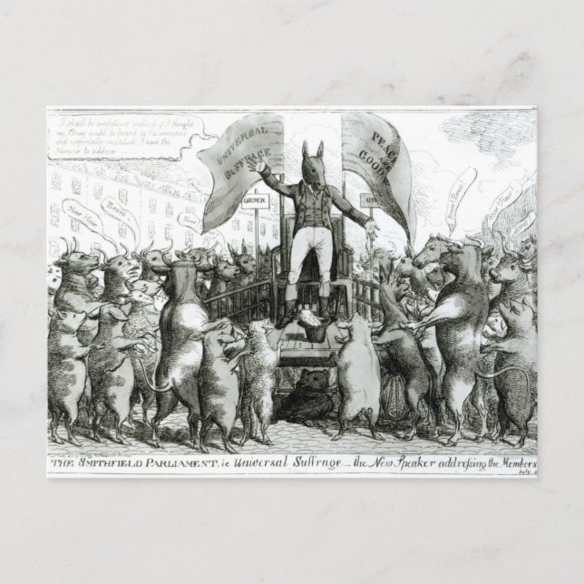 Cartão Postal O Smithfield Parlamento: Sufrágio Universal (Frente)