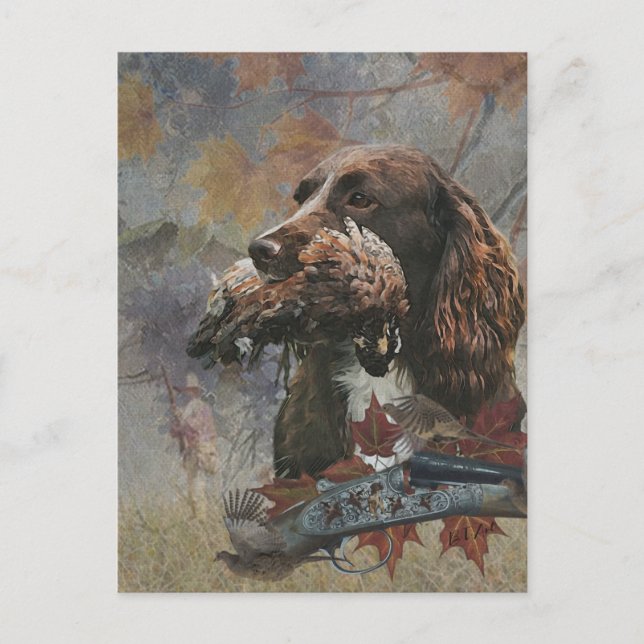 Cartão Postal O Sprocker Spaniel , arte de cão de caça  (Frente)