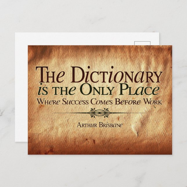 Cartão Postal O sucesso vem antes do trabalho (Frente/Verso)