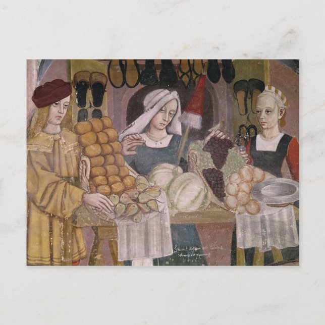 Cartão Postal O suporte dos vendedores da fruta (Frente)