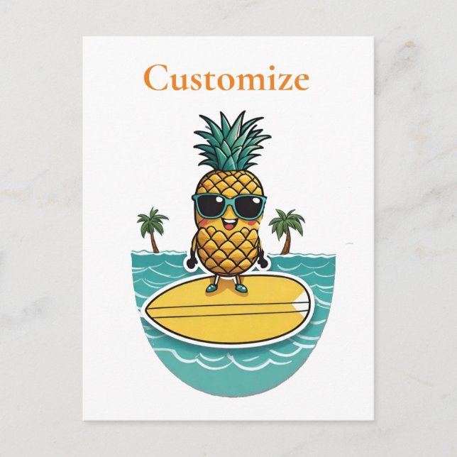 Cartão Postal O Surfista De Abacaxi Faz Uma Onda Thunder_Cove (Frente)