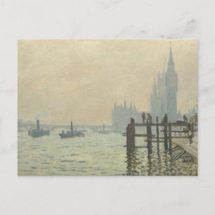 Cartão Postal O Tâmisa Abaixo de Westminster por Claude Monet