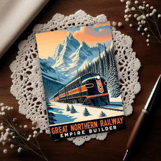 Cartão Postal O Trem Empire Builder Vintage