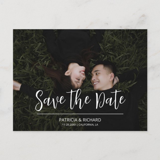 Cartão Postal O único script simples Wedding Save The Date Photo (Frente)