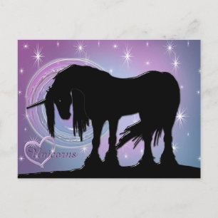 Cartão Postal O Unicórnio Negro Místico (espiral Pastel)