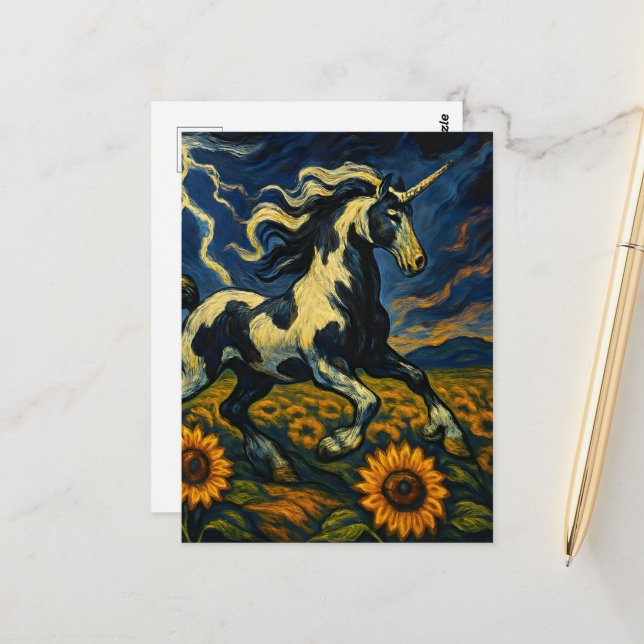 Cartão Postal O unicórnio pinto numa tempestade (Frente/Verso In Situ)