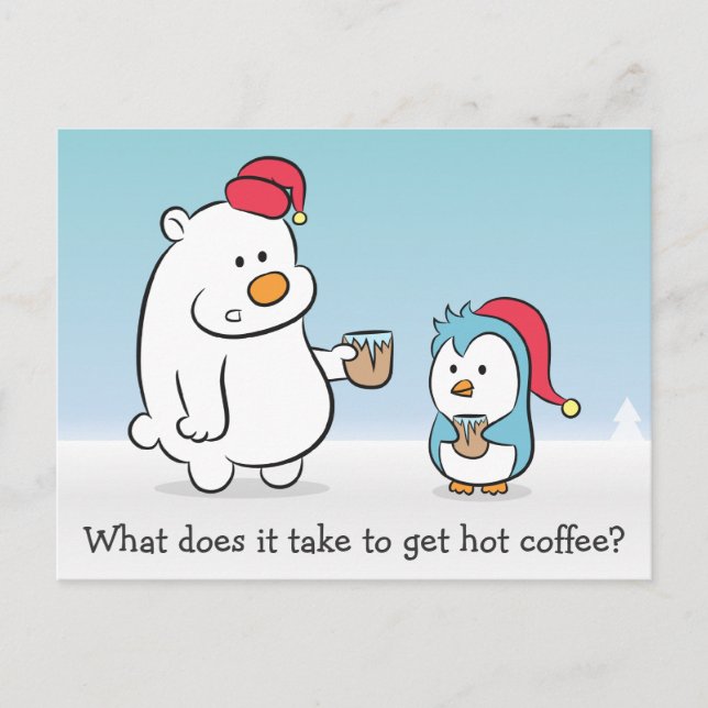 Cartão Postal O Urso Polar Humor de inverno reclama do pinguim (Frente)