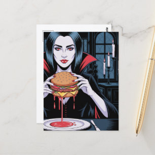 Cartão Postal O Vampiro Com um Cheeseburger