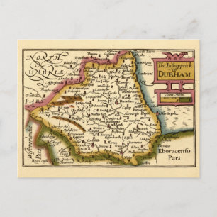 Cartão Postal O velho mapa de Durham County England
