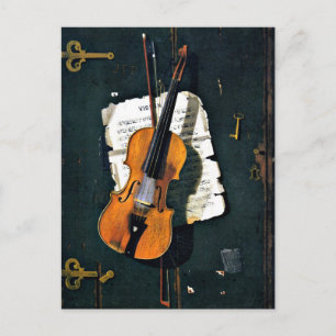 Cartão Postal O Velho Violino, pintura de arte