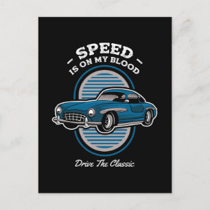 Cartão Postal O Velocidade Está No Meu Sangue Design de Carro Cl